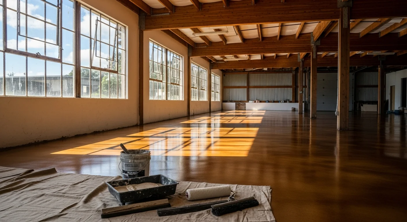 Polished epoxy flooring in a modern Maui home